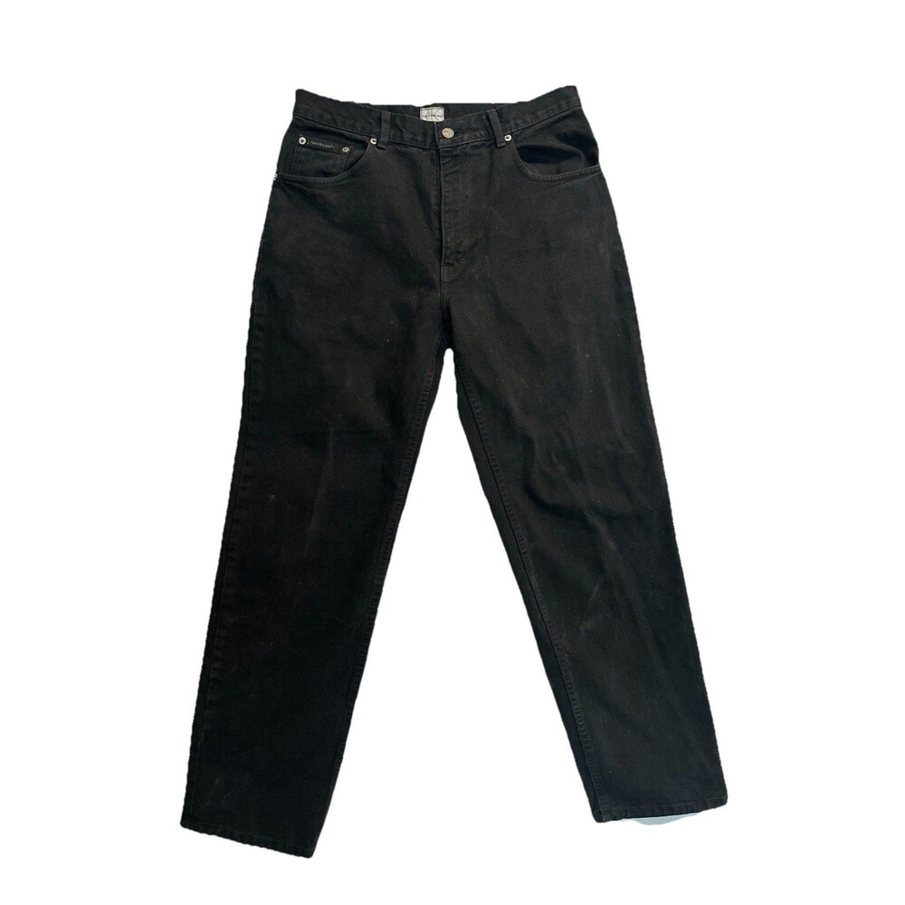Mens Calvin Klein Regular Fit Straight Leg Black Stretch Denim Jeans Size 32x30